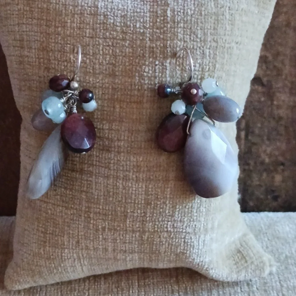 French Wire Faceted Stone Dangle Earrings
